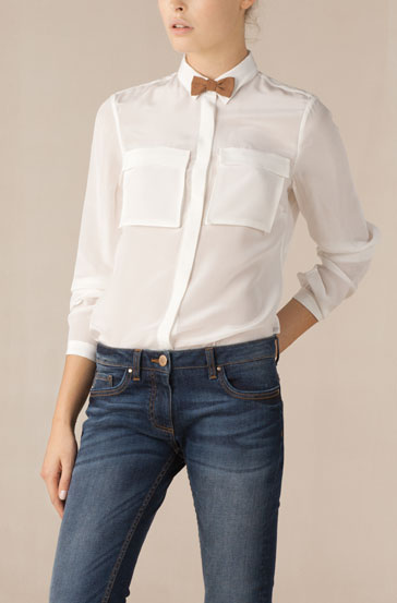 camisas mujer massimo dutti blanca bolsillos 