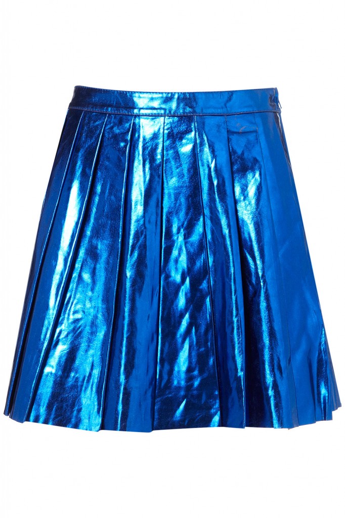 falda topshop metalizada azul