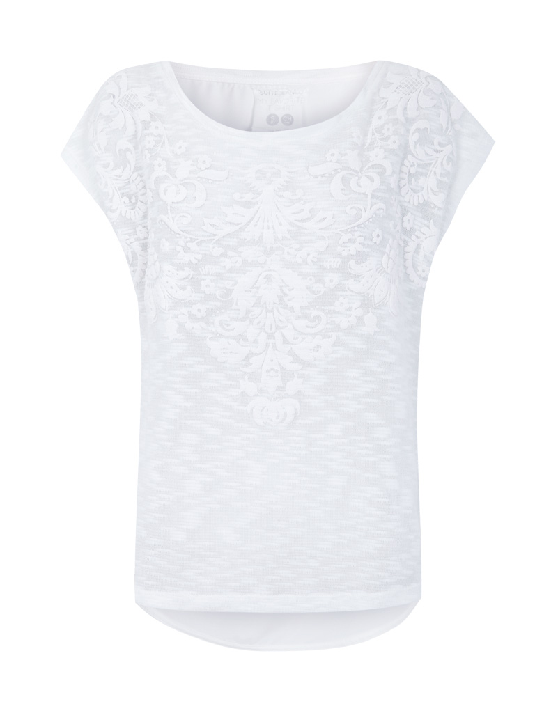 camiseta blanco estampado damasco