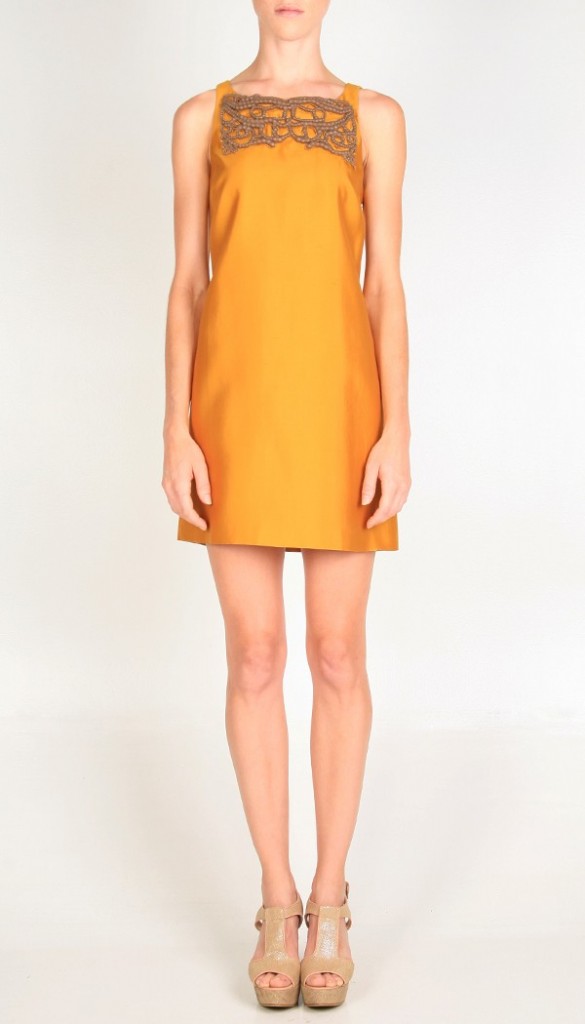 vestido femenino raso amarillo tibi